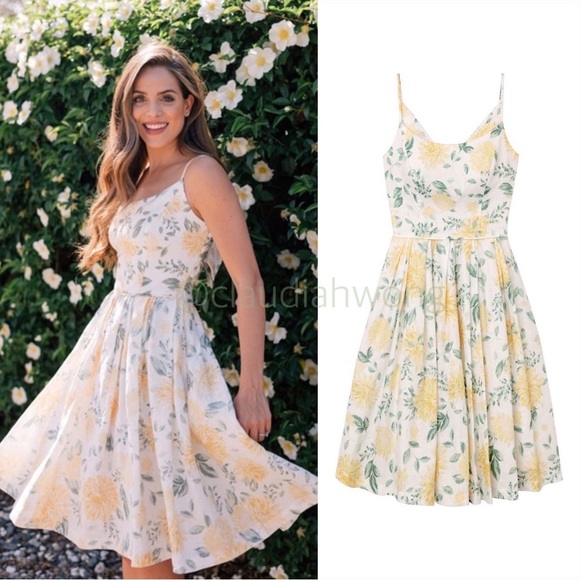 ✨RARE✨ GAL MEETS GLAM Abigail Painted Aster Fit & Flare Dress in Ecru White - Picture 2 of 13